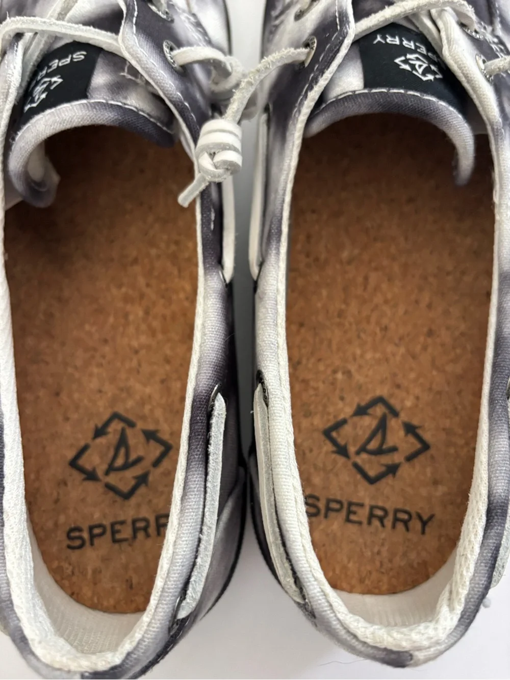 Sperry Tie-Dye Canvas Boat Shoes in Black & White